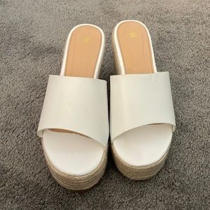 White wedge sandals